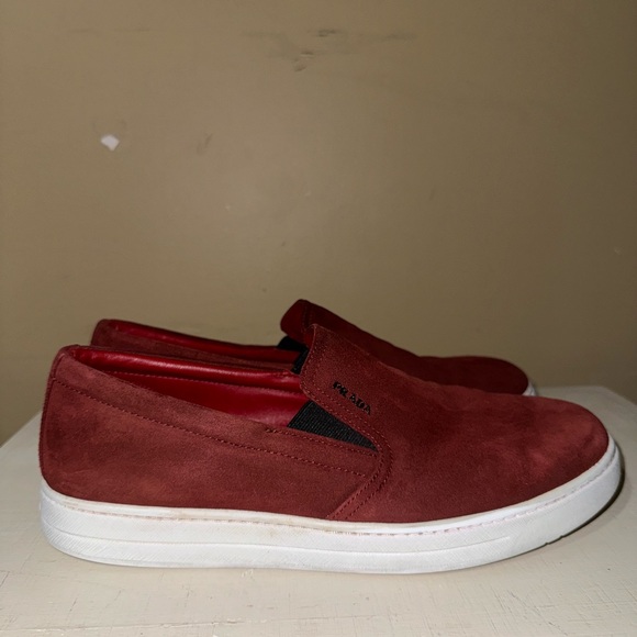 Prada Maroon Suede Red Leather Interior Slip on Loafers Men’s Sz 7 Rare - Picture 5 of 8